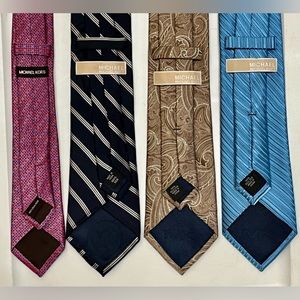 MICHAEL KORS 100% Silk Men’s Tie Multicolor Geometric set of 4